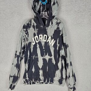 Jordan Hoodie Mens M Grey Tie Dye Sport DNA Statement DJ0225-100 Pullover Fleece